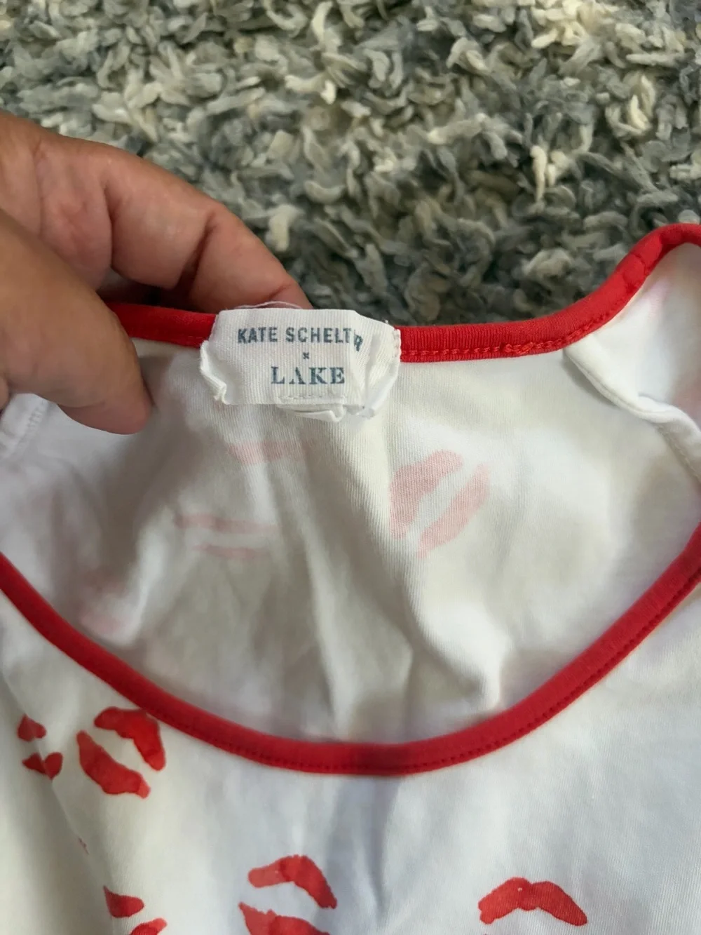 Kate Schelter x LAKE KISS Lip Print Short Sleeve PJ Shorts Set Sz M
